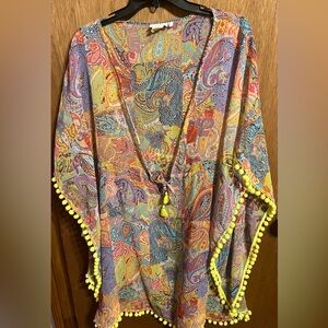 Blue Rod Beattie Colorful Swimwear Cover-Up size Large